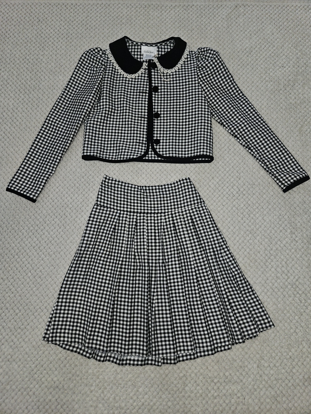 Black & White Gingham Two-Piece Skirt Set Bonnie Jean